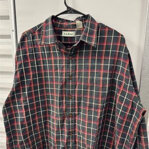 Vintage LL Bean Flannel Plaid Shirt Button Down Red Mens XL Regular 90s Outdoor